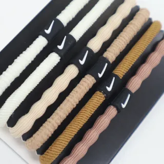 【NIKE 耐吉】髮圈 Flex Hair Ties 白 棕 咖啡 杏色 粉紅 髮帶 綁頭髮 6入裝(N100919420-2OS)