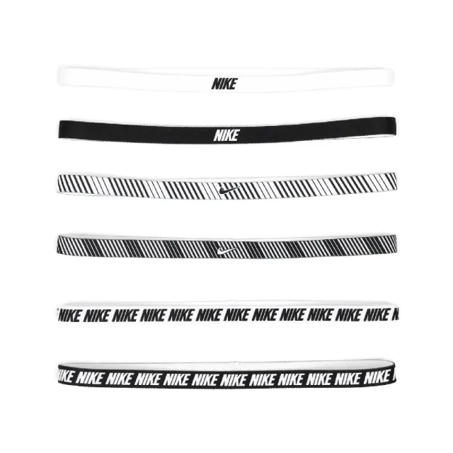 【NIKE 耐吉】頭帶 Flex Headbands 白 黑 條紋 止滑 防滑 運動 基本款 6入裝(N101193018-9OS)