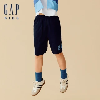 【GAP】男童裝 Logo純棉印花鬆緊短褲-海軍藍(761955)