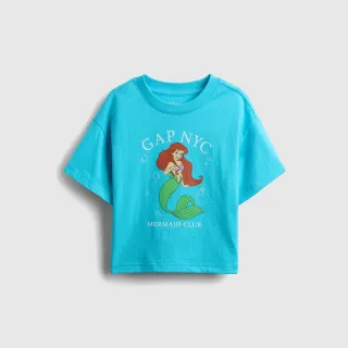 【GAP】女幼童裝 Gap x Disney迪士尼聯名 Logo純棉印花圓領短袖T恤-藍色(778400)