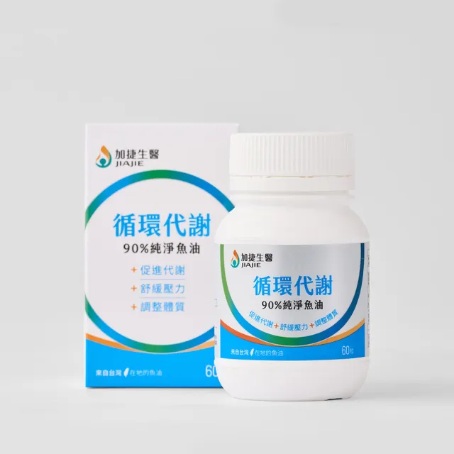 【JIA JIE Biomedica 加捷生醫】循環代謝 90%純淨魚油膠囊(60粒/瓶)