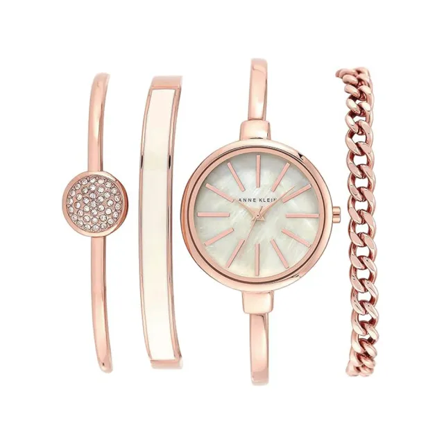 【ANNE KLEIN】母親節 送禮 時尚造型閃耀手錶x手鍊禮盒組(多款可選)