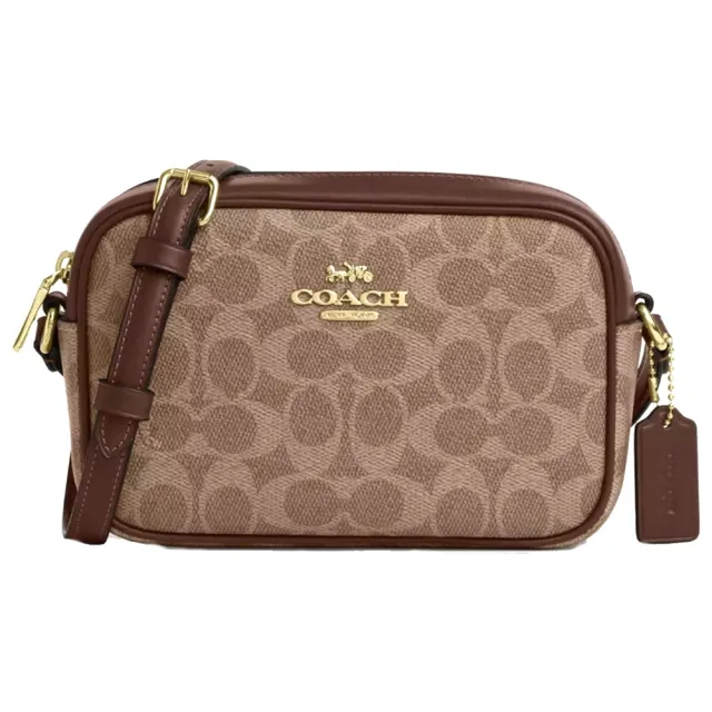 【COACH】金標LOGO荔枝皮革單層小相機包 斜背包-三款可選(coach 黑色 咖啡色 女包 斜背包 女包包 女用包)