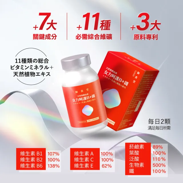 【御熹堂】女力呵護B+鐵3入組(一入60顆、專科醫師推薦、長效釋放、溫活滋補、抗氧養顏、潤妍氣色)