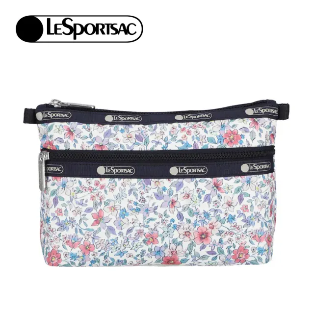 【Lesportsac】Cosmetic Clutch 雙層拉鍊收納化妝包 收納袋 盥洗包 送禮 禮物 推薦 女包(織錦花語)
