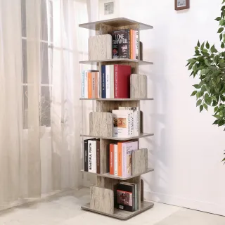 【BuyJM】MIT低甲醛五層360度旋轉書櫃寬48x高161公分(書架/收納櫃/展示櫃/雜誌架)