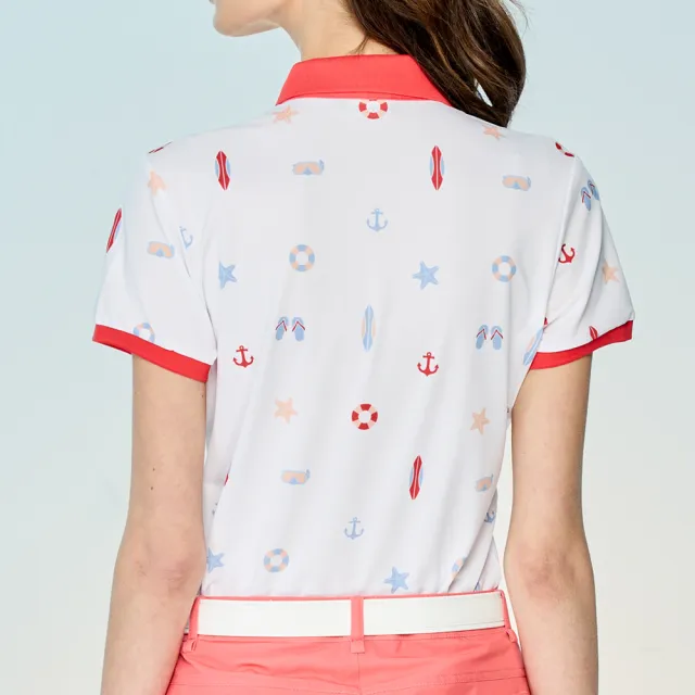 【PING】女款度假風吸濕排汗抗UV短袖POLO衫-紅(GOLF/高爾夫球衫/RA25106-18)