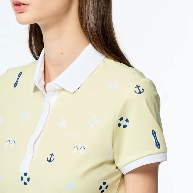【PING】女款度假風吸濕排汗抗UV短袖POLO衫-黃(GOLF/高爾夫球衫/RA25106-33)