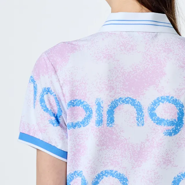 【PING】女款噴砂PING字抗UV短袖POLO衫-粉(吸濕排汗/GOLF/高爾夫球衫/RA25107-15)