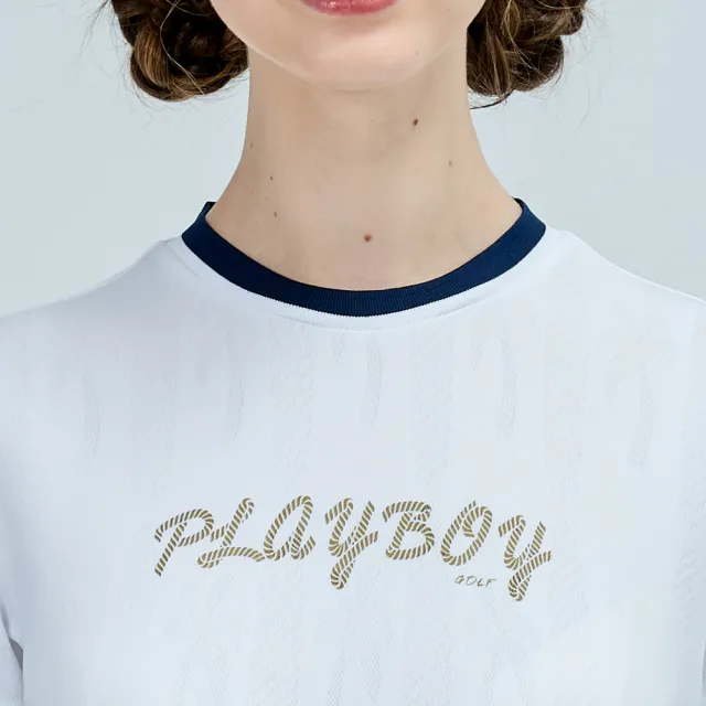【PLAYBOY GOLF】女款緹花吸濕排汗涼感短袖圓領T恤-白(高爾夫球衫/KA25130-87)