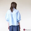 【KeyWear 奇威名品】俐落條紋寬版剪裁襯衫