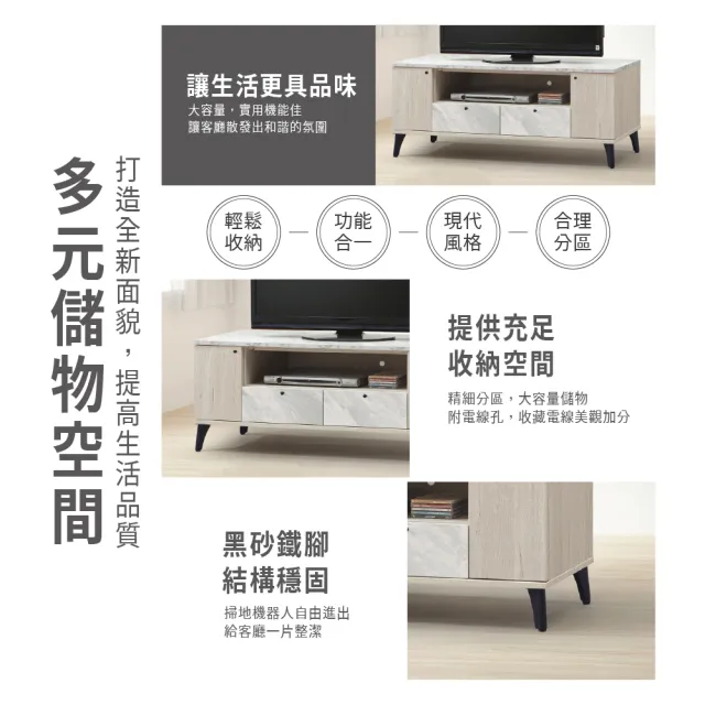 【ASSARI】4尺若娜白橡色電視櫃(寬120x深40x高50cm)