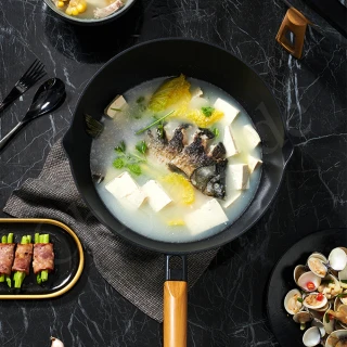 【Taste Plus】悅味元木 鑽石級內外不沾鍋 平底炒鍋 28cm IH全對應(贈原廠鍋蓋+木鏟)