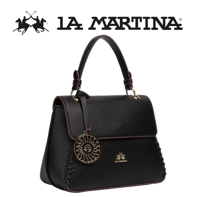 【LA MARTINA】雙11 義大利原裝進口 頂級皮革手提包肩背包 1817P(黑色)