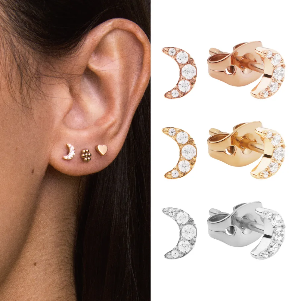 【Daniel Wellington】Micro Crystal 微型水晶月亮耳環-單入(三色任選)