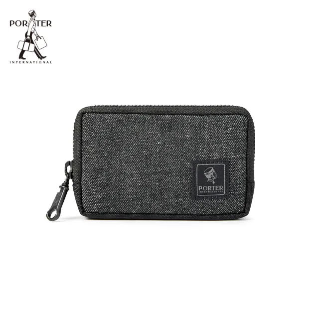 【PORTER INTERNATIONAL】牛仔拼接PATCH WORK零錢包(黑)