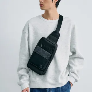 【PORTER INTERNATIONAL】牛仔拼接PATCH WORK單肩包(黑)