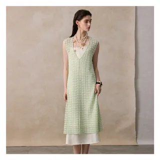 【EPISODE】寬鬆百搭鏤空針織V領長背心洋裝E53401