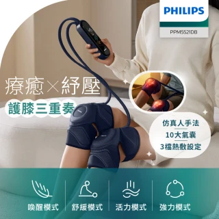 【Philips 飛利浦】膝部氣囊按摩器 PPM5521DB(膝蓋按摩 膝蓋熱敷)