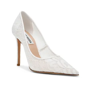 【steve madden】優雅蕾絲透膚高跟鞋 THRIVE-LM(白色)