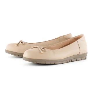 【MAGY】真皮親細帶膚蝴蝶結平底休閒鞋(裸色)