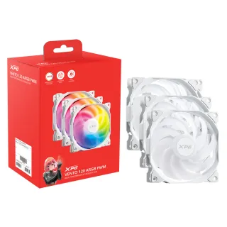 【XPG】威剛 VENTO 120 ARGB PWM機殼風扇(白色/正葉/三入包)