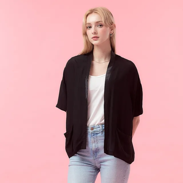 【ICHE 衣哲】Cop.Copine法式輕盈嫘縈寬鬆短袖罩衫外套
