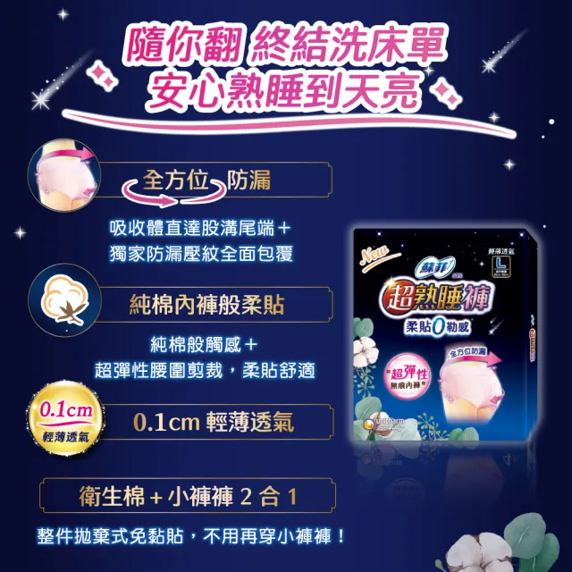 【Sofy 蘇菲】超熟睡褲型衛生棉涼感款箱購M/L/XL(14包)
