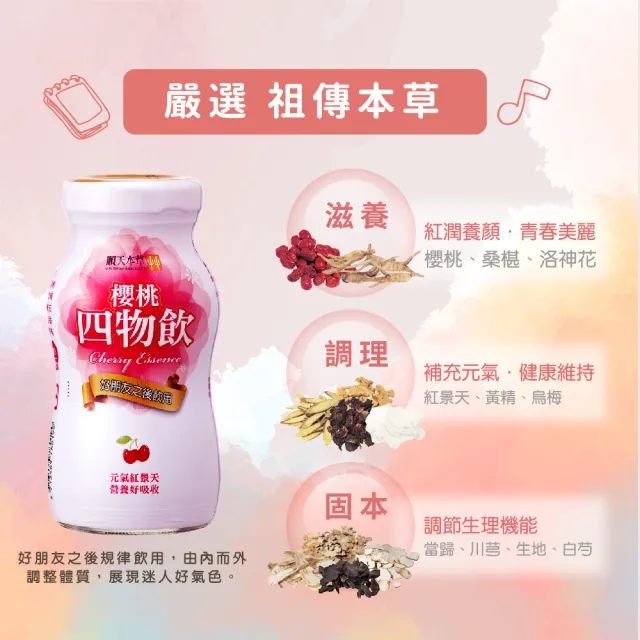 【順天本草】櫻桃四物飲42瓶/箱(滋補養顏、紅潤好氣色)