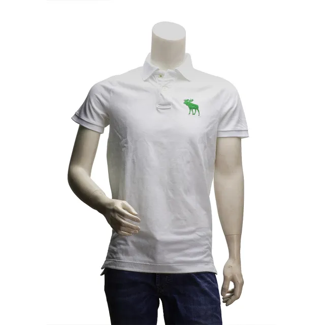 【Abercrombie & Fitch】綠麋鹿POLO衫(男-白-M-608973281)