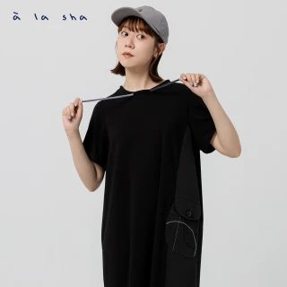 【a la sha】雙色繩造型拼接洋裝