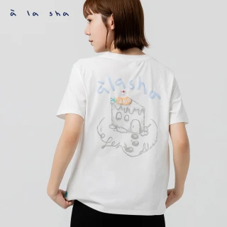 【a la sha】蘋果貓蛋糕印花短袖T