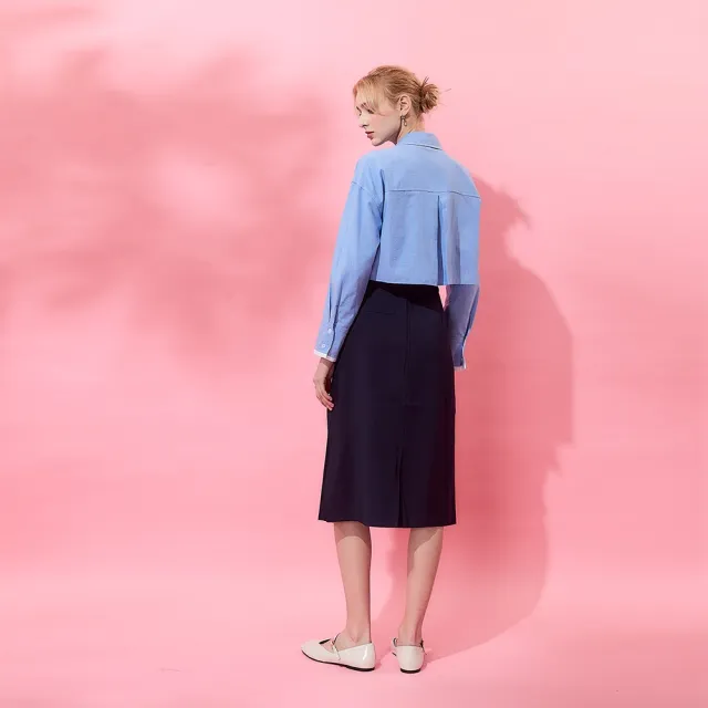 【ICHE 衣哲】Cop.Copine法式簡約前開衩綁帶鉛筆造型半長裙