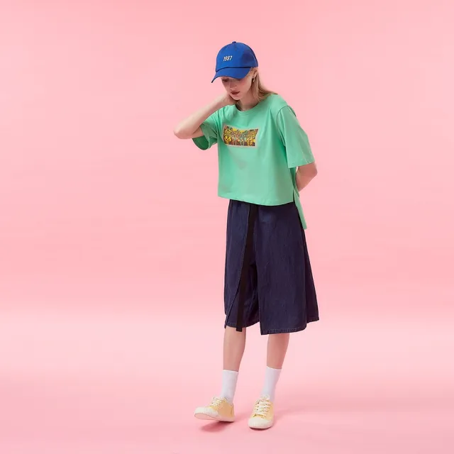 【ICHE 衣哲】Cop.Copine法式簡約丹寧雙打摺挺版褲裙設計造型寬褲