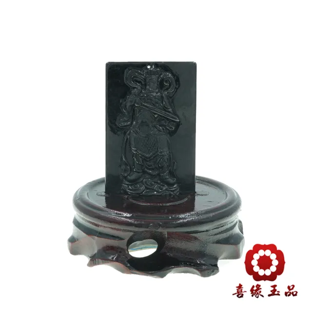 【喜緣玉品】四大天王 天然翡翠A貨 烏雞翡翠 增長天王 風水擺設 擺件-僅此一品(開運風水)(直)
