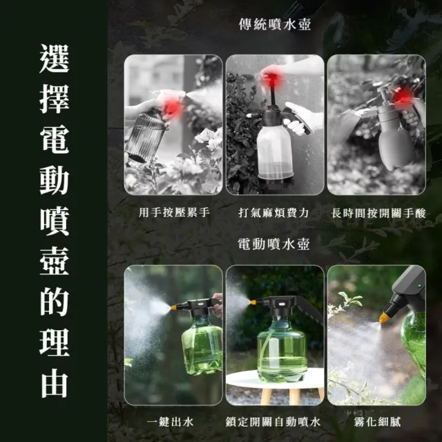 智能Spray水霧雙噴電動噴壺3L(增壓噴水壺 盆栽園藝 消毒 灑水壺 澆花壺 噴霧器 澆水瓶 噴罐)