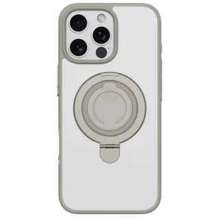 【DEVIA】iPhone 16 Pro Max支架指環扣 MagSafe 保護殼-灰色(PC硬殼+TPU軟邊+金屬磁力支架+矽膠指環扣)