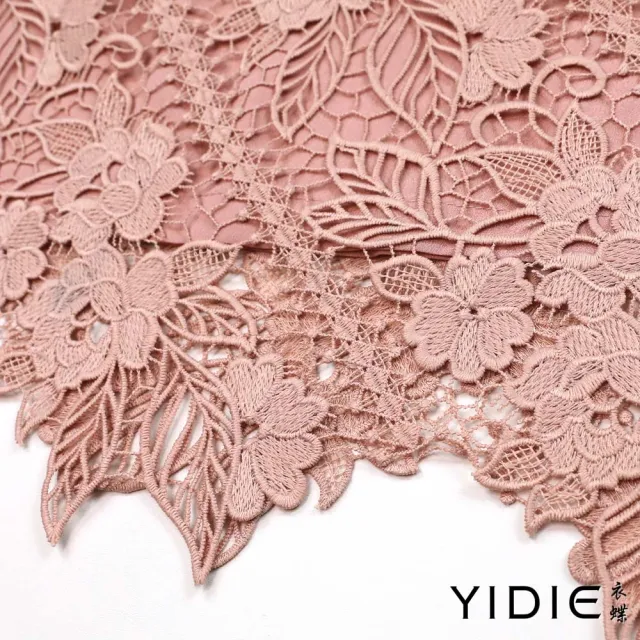 【YIDIE】出清品 優雅滿版緹花蕾絲短裙-粉