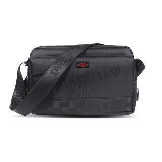 【OverLand】美式十字軍 - LOGO浮印格紋拼接斜背包-中/M(5715)