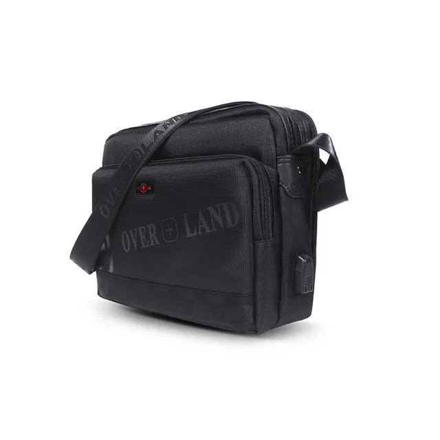 【OverLand】美式十字軍 - LOGO浮印格紋拼接斜背包-大/L(5732)