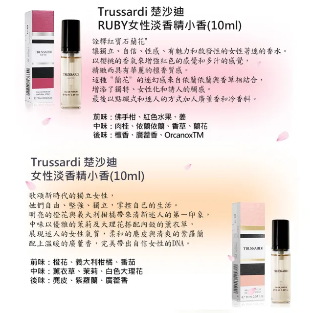 【TRUSSARDI】組合-楚沙迪 女性淡香精+RUBY女性淡香精小香10mlX2入(專櫃公司貨)