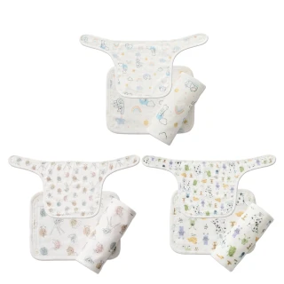 【Baby City 娃娃城】造型口水巾+胸巾三入組(揹巾 外出 吸水快乾)