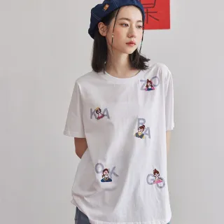 【gozo】復古卡拉OK女郎羅紋領T恤(兩色)