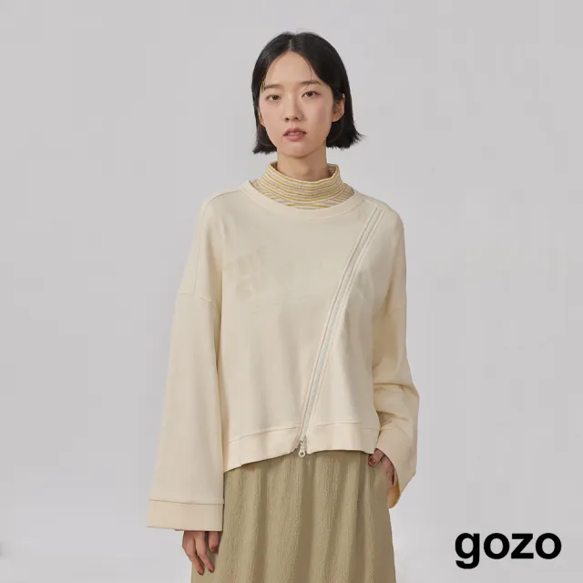 【gozo】the cutest nerd斜拉鍊造型上衣(兩色)