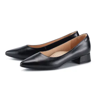 【ORIN】優雅氣質素面真皮尖頭低跟鞋(黑色)