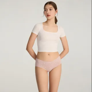 【Anden Hud】XXL 抗菌系列．花邊高腰三角內褲(罌粟粉-紫色小花)