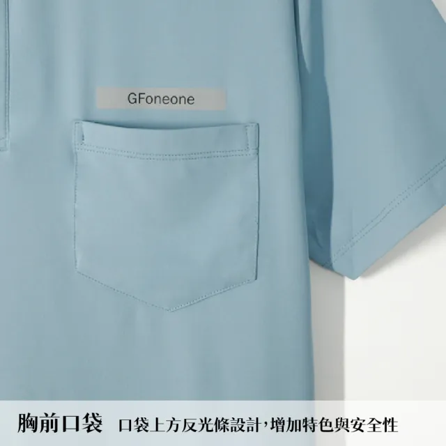 【GFoneone】涼感彈性吸濕排汗短袖紳士領扣口袋POLO衫-深灰麻(男商務休閒POLO衫)