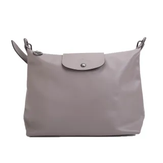 【LONGCHAMP】皮革Le Pliage Xtra Hobo半月型單肩包(灰色)