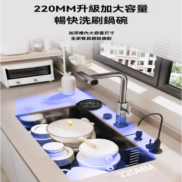 【GTNTG店】小米粒壓紋水槽 68x43單槽+按鍵龍頭 納米塗層 耐磨耐刮(304不銹鋼水槽 廚房水槽 水槽 預購15天)