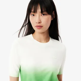 【LACOSTE】女裝-漸層效果短袖毛衣(綠色/白色)